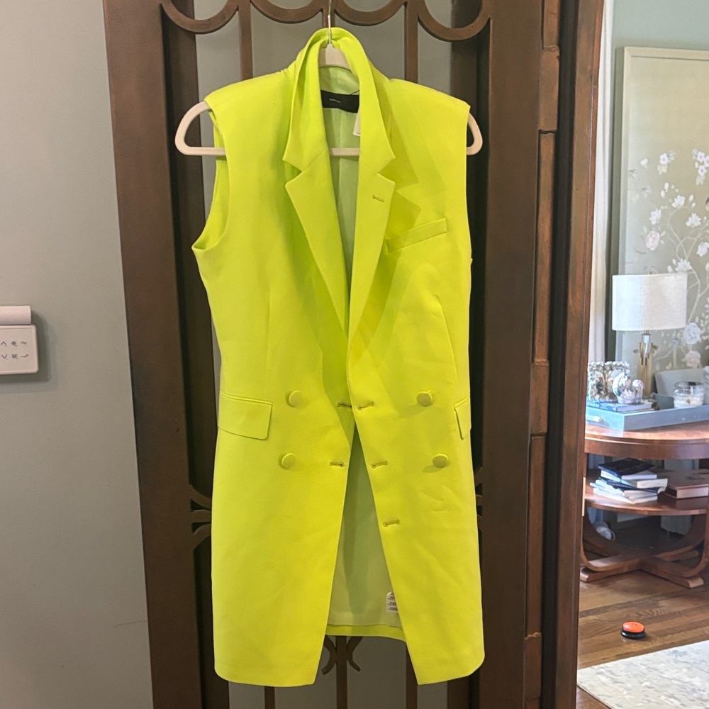 Karen Millen Neon Yellow Sleeveless Blazer Vest size 6